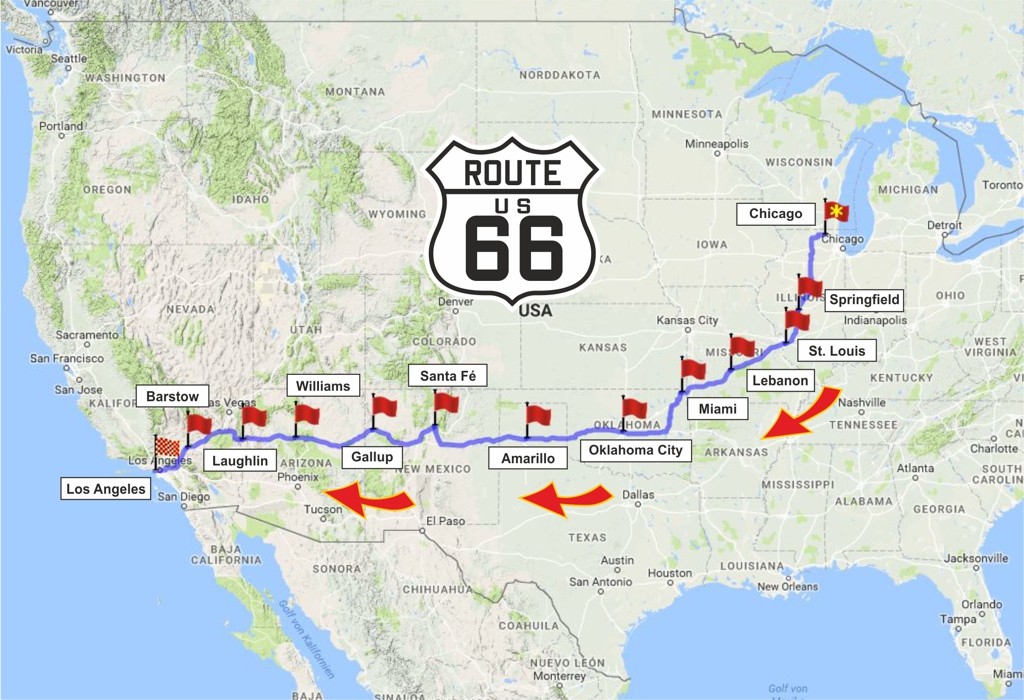 Route 66 Map Europe Free Download - guideseng